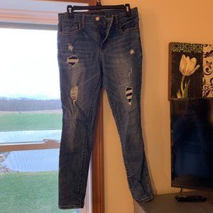 Aeropostale Med Light Wash Ripped Jeggings Size 8